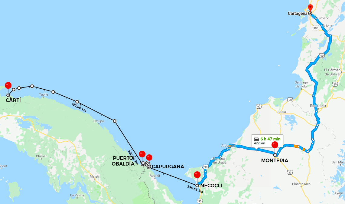 plan b viajero, como cruzar de Colombia a Panamá mapa, desde necocli